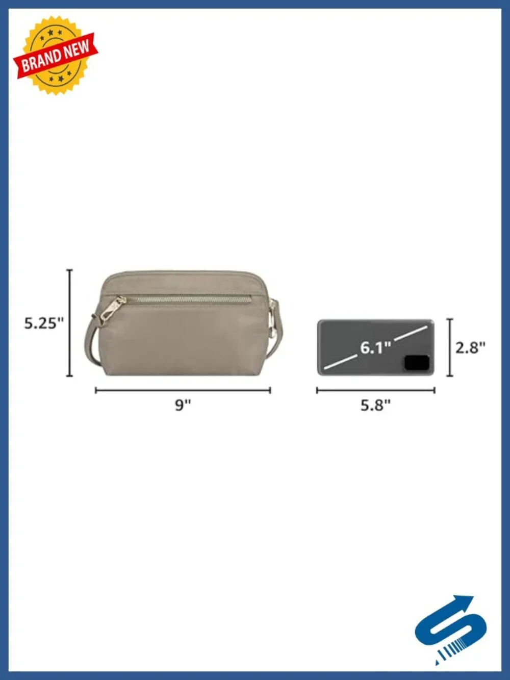 Convertible Crossbody Clutch with Anti-Theft Features, RFID Blocking, Nylon